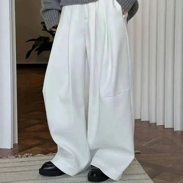 Vinterbukser for Kvinner – Høyt Liv og Vide Ben | Tykk, Elegant og Varm Bukse i Minimalistisk Stil