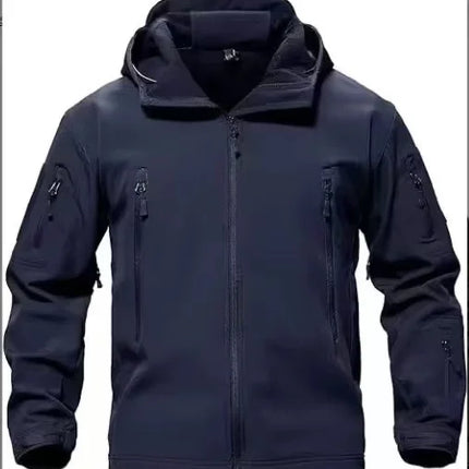 Vanntett Softshell Jakke for Menn – Varm og Vindtett Turjakke med Hette | Perfekt til Fiske, Jakt, Ski og Friluftsliv