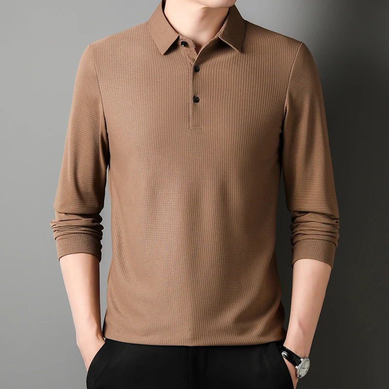 Herre Polo Langermet T-skjorte – Stilren Business Casual Top