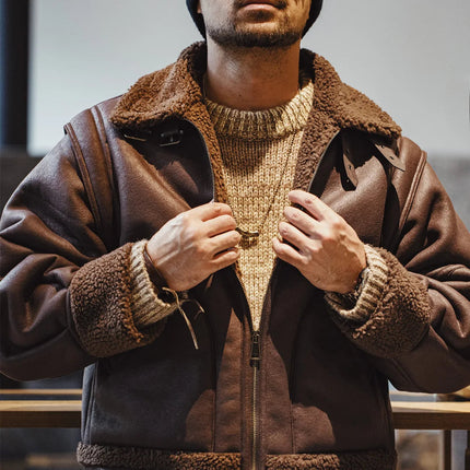 Vintage B3 Bomberjacke für Herren – Skinnjacke aus Fleece