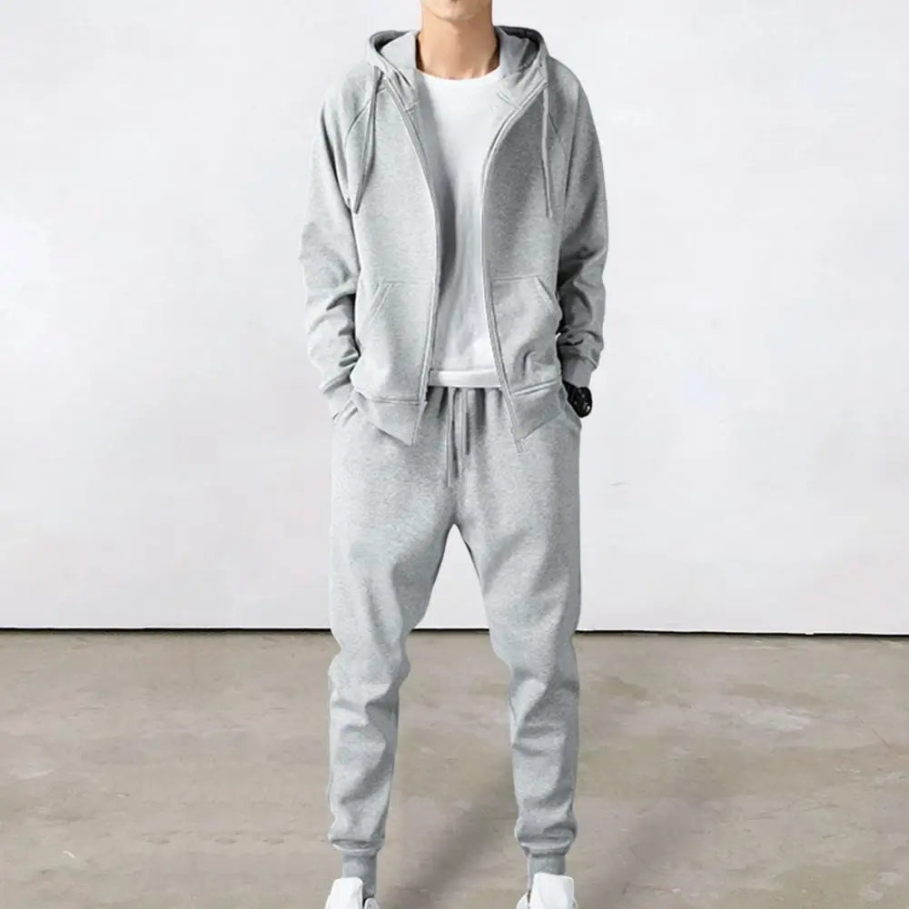 Joggedress med Hette til Høst – Unisex Sett med Hettegenser og Joggebukse (Svart)