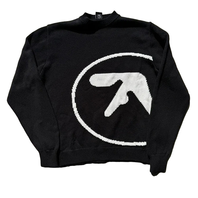 Y2K Aphex Twin Genser for Menn – Oversized Strikkegenser med Grafisk Mønster | Vintage Streetwear & Gotisk Stil