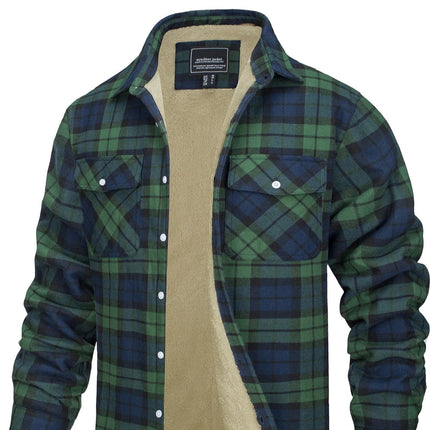 Herrejakke – Varm Flanellskjorte med Fleecefôr | Rutete Vinterjakke til Arbeid & Fritid