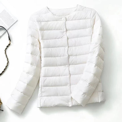 Dame Dunjakke – Ultralett & Slim Fit uten Krage | Varm, Vindavvisende & Lett Jakke