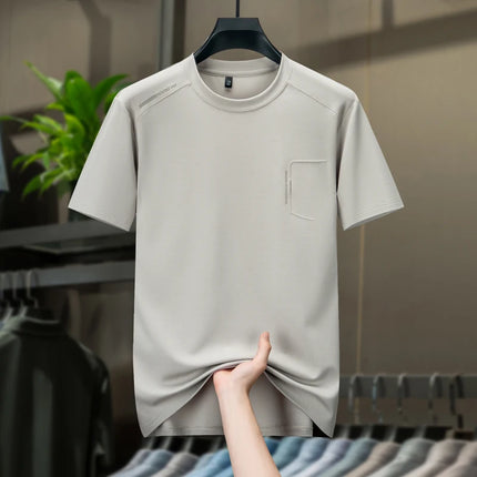 Sommer T-skjorte for Herre – Ensfarget Rund Hals | Komfortabel, Pustende og Elegant i Koreansk Stil
