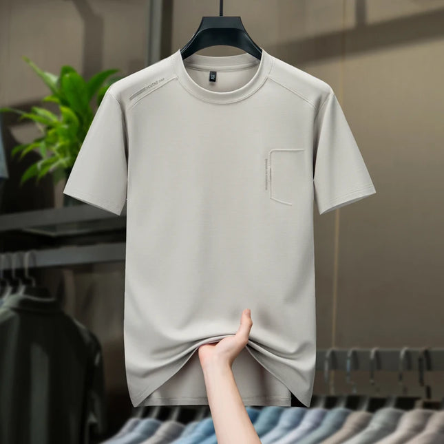 Sommer T-skjorte for Herre – Ensfarget Rund Hals | Komfortabel, Pustende og Elegant i Koreansk Stil