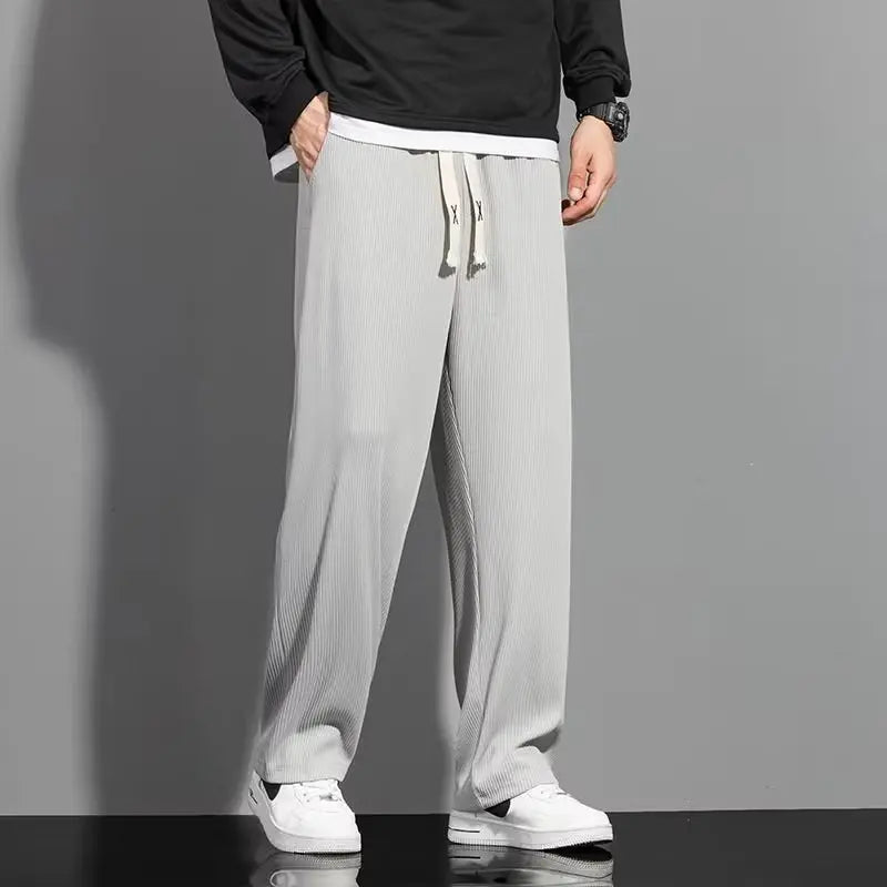 Herrebukse med Elastisk Liv – Vide, Komfortable Bukser i Trendy Harajuku-Stil | Vår & Sommer
