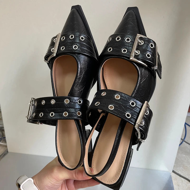 Elegante Slingback Flats med Spenne – Komfort og Stil for Damer