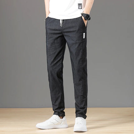 Klassiske Herrebukser i Bomull – Ensfarget, Full Lengde og Perfekte til Business Casual