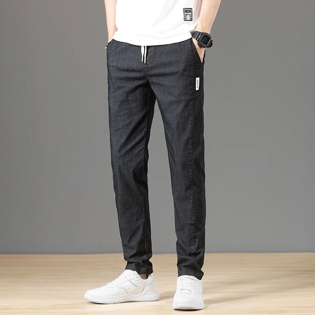 Klassiske Herrebukser i Bomull – Ensfarget, Full Lengde og Perfekte til Business Casual