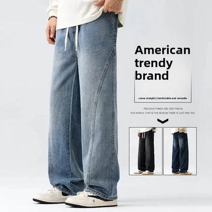 Retro Herrejeans – Løse, Rette Bukser i Amerikansk Stil | Casual Denim Bukser til Vår og Høst (2025)