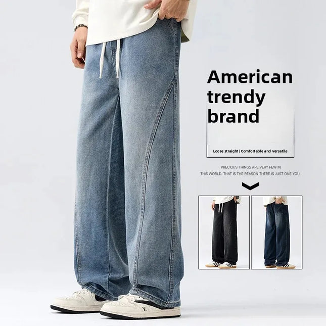 Retro Herrejeans – Løse, Rette Bukser i Amerikansk Stil | Casual Denim Bukser til Vår og Høst (2025)