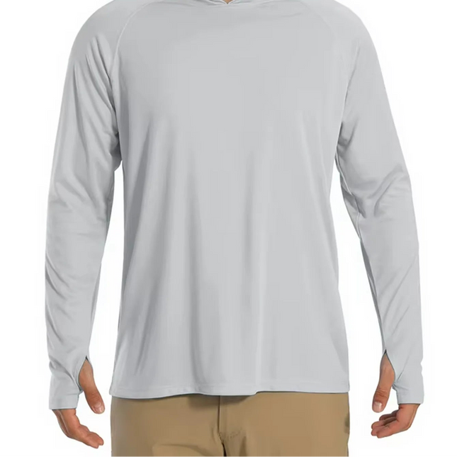 Herre UV-Beskyttende Hettegenser – UPF 50+ Langermet T-skjorte | Hurtigtørkende Sommer- & Treningsplagg