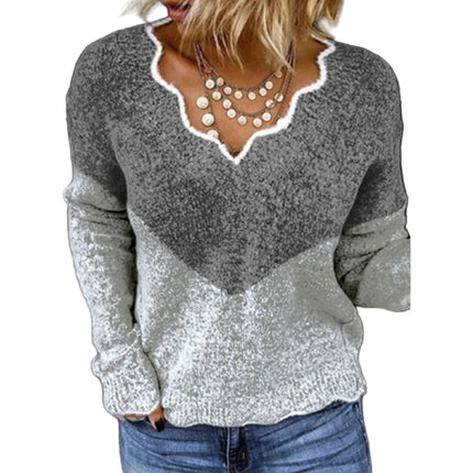 Søt Strikkegenser med V-hals – Elegant og Komfortabel til Høst og Vinter