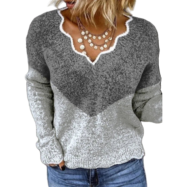 Søt Strikkegenser med V-hals – Elegant og Komfortabel til Høst og Vinter