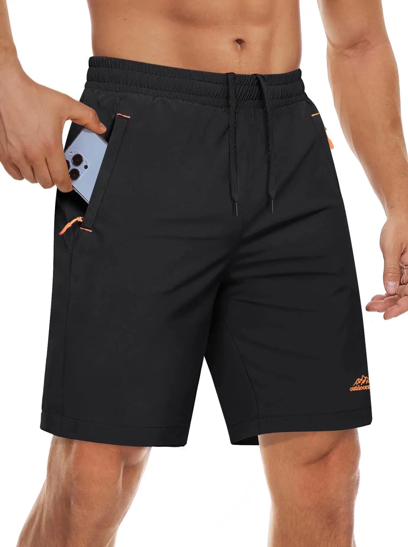 Hurtigtørkende Treningsshorts for Herre – Sommershorts med Glidelåslommer til Løping, Gym og Tur