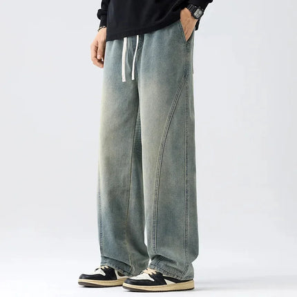 Retro Herrejeans – Løse, Rette Bukser i Amerikansk Stil | Casual Denim Bukser til Vår og Høst (2025)