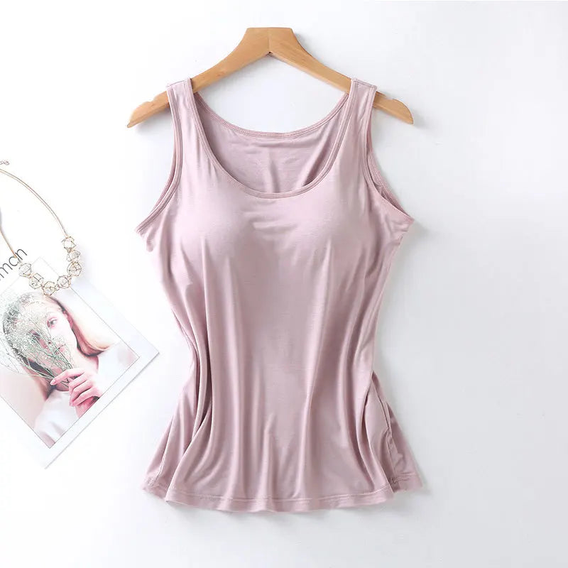 Dame Singlet med Innebygd BH – Slim Fit Topp med Polstring