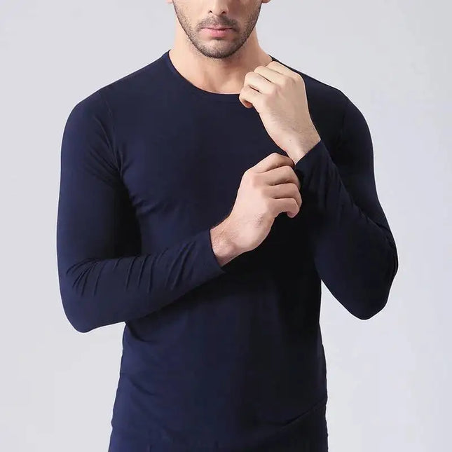 Langermet T-skjorte i Bambusfiber for Menn – Myk, Pustende og Elastisk Base Layer | Komfortabel og Lett Hverdagsgenser