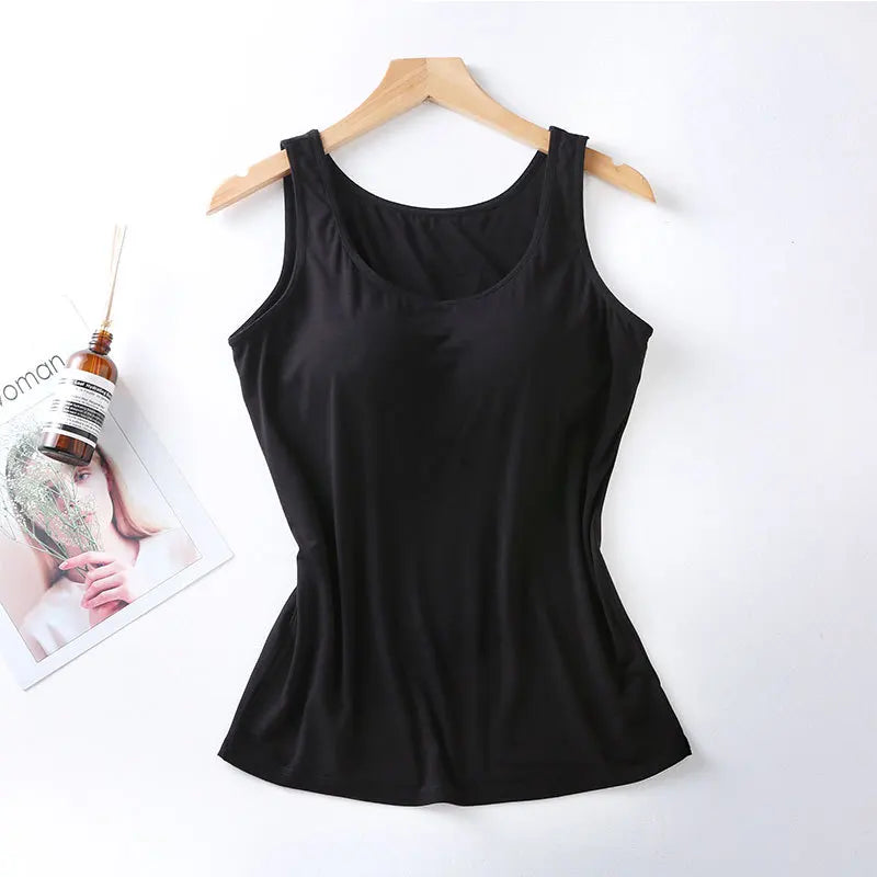 Dame Singlet med Innebygd BH – Slim Fit Topp med Polstring