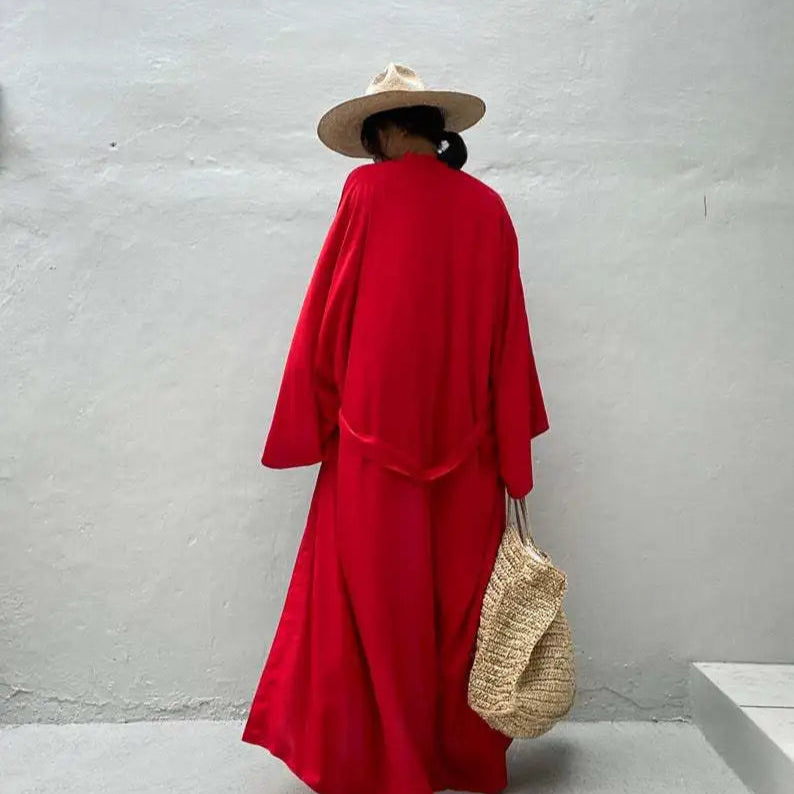 Sommer Kimono Strandkjole – Lett omslagskjole med belte