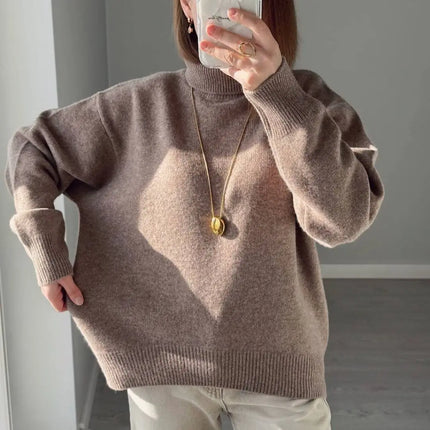 Ullgenser for Dame – Høyhalset Myk Strikkegenser med Lange Ermer | Varm, Klassisk & Komfortabel til Vinteren