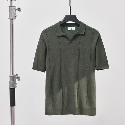 Sommer Polo T-skjorte til Herre – V-hals, Slim Fit & Britisk Stil