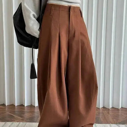 Vinterbukser for Kvinner – Høyt Liv og Vide Ben | Tykk, Elegant og Varm Bukse i Minimalistisk Stil