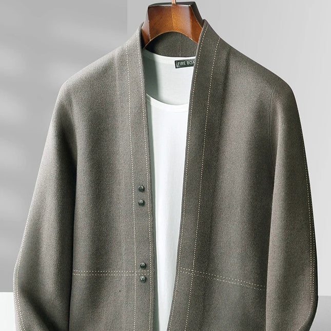 Herre Strikket Ulljakke – Varm Business Cardigan i Kasjmirblanding