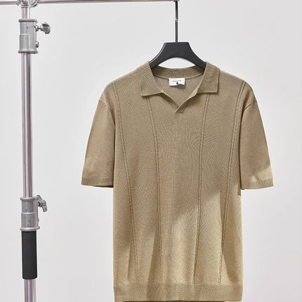 Sommer Polo T-skjorte til Herre – V-hals, Slim Fit & Britisk Stil