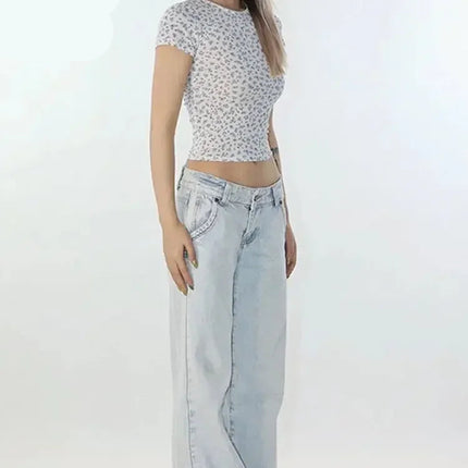 Lyseblå Jeans med Lav Midje – Vintage Straight Fit