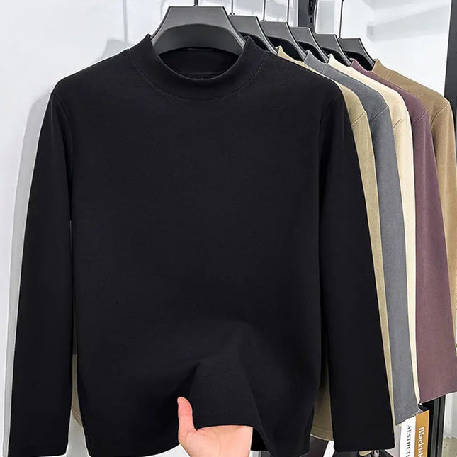 Varm Langermet Herre Underskjorte – Tykk Termisk Overdel med Fleecefôr | Perfekt som Baselayer til Høst og Vinter