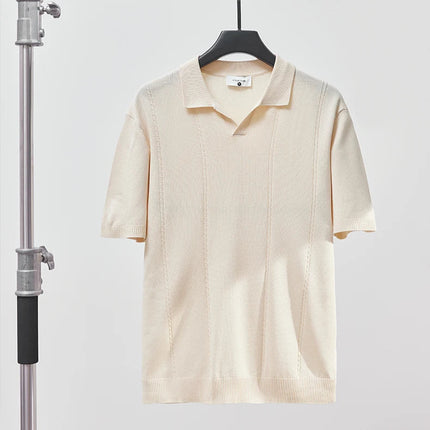 Sommer Polo T-skjorte til Herre – V-hals, Slim Fit & Britisk Stil