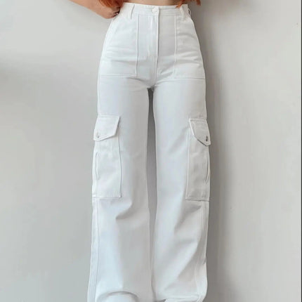 Vintage Cargo Bukser til Dame – Trendy Y2K Parachute Pants i Beige