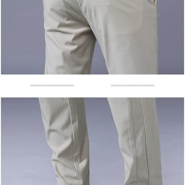 Tynne Herrebukser til Vår og Sommer – Grønn, Ensfarget med Applikasjonsdetaljer og Lommer