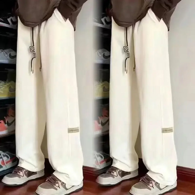 Grå Joggebukse for Menn – Vide Ben og Rett Passform | Komfortable Sportsbukser til Høst og Vinter