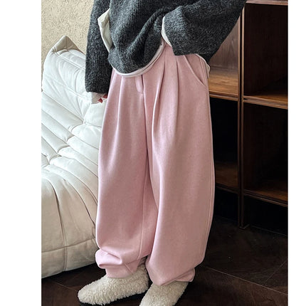 Vinterbukser for Kvinner i Ullblanding – Tykk, Høytlivsmodell med Vide Ben | Klassisk og Varm Bukse i Vintage Stil