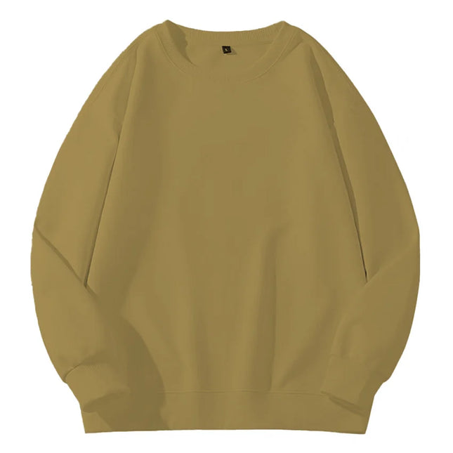 Unisex Heavyweight Genser – Rund Hals, Ensfarget & Løs Passform | Casual & Sporty Stil