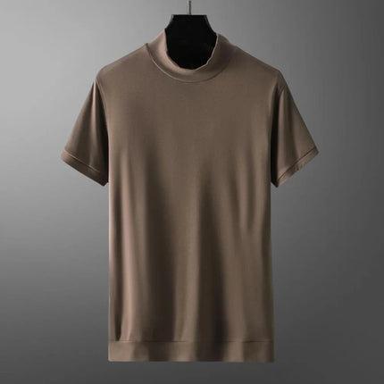 Klassisk Y2K Turtleneck T-skjorte for Herre – Kortermet Streetwear i Myk Modal