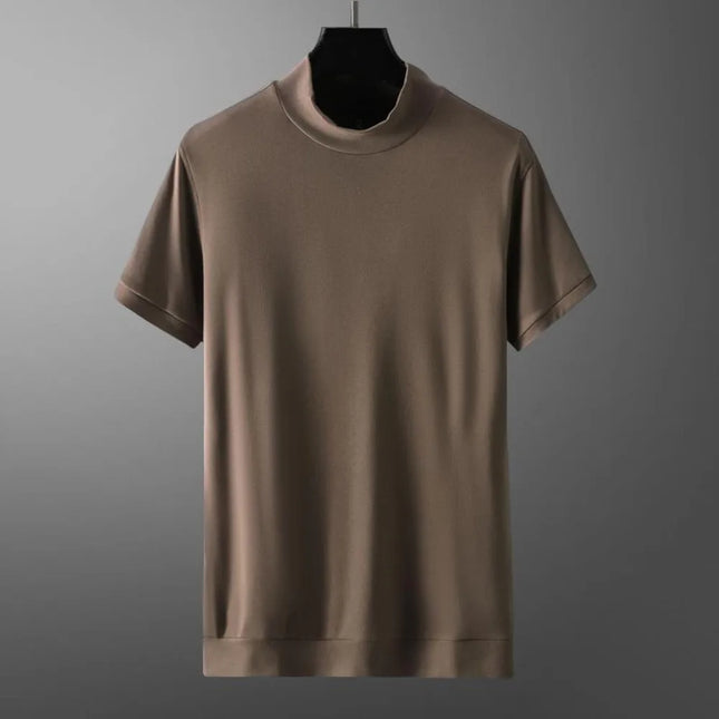 Klassisk Y2K Turtleneck T-skjorte for Herre – Kortermet Streetwear i Myk Modal