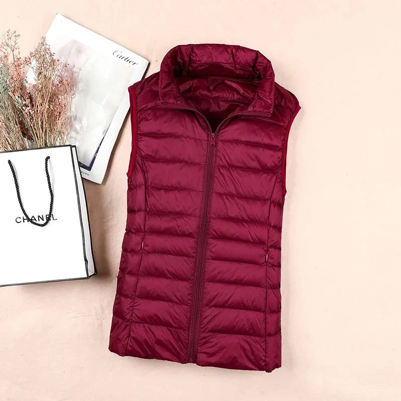 Dame Dunvest – Ultralett & Varm i Hvit Andedun | Puffer Vest Høst/Vinter 2025 (opptil 8XL)