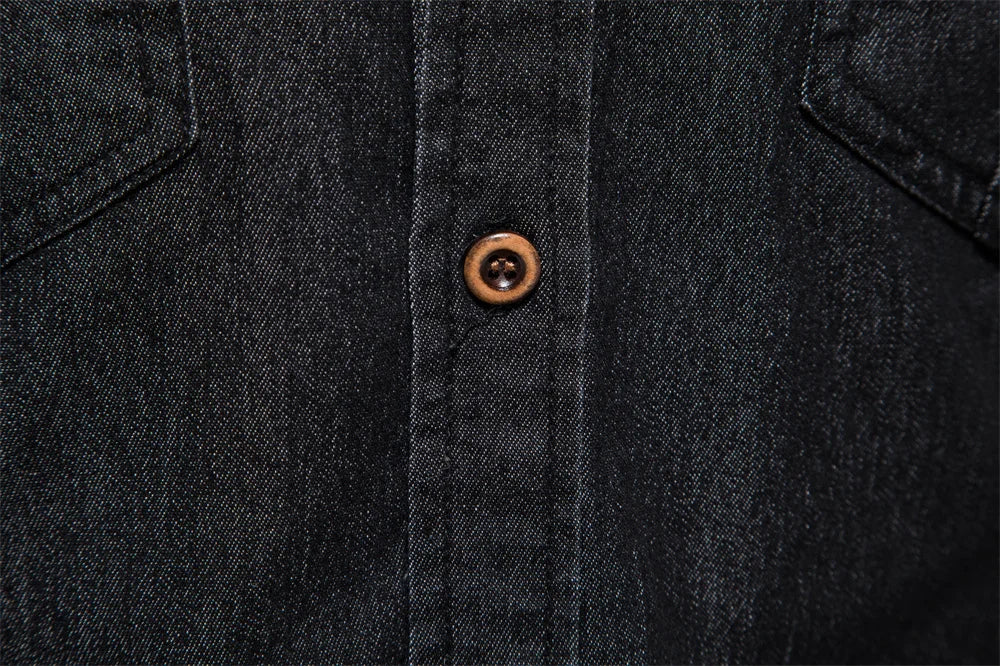 Slim Fit Denimskjorte for Herre – Elastisk Bomull og Klassisk Cowboy-stil med Moderne Passform