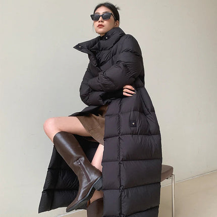 Luksus Lang Dunjakke für Damen – Übergroßer Puffer mit hohem Hals | Winter 2023