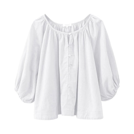 Hvit Bomullsbluse til Dame – 100% Muslin & Løs Passform