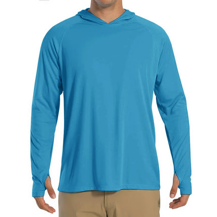 Herre UV-Beskyttende Hettegenser – UPF 50+ Langermet T-skjorte | Hurtigtørkende Sommer- & Treningsplagg