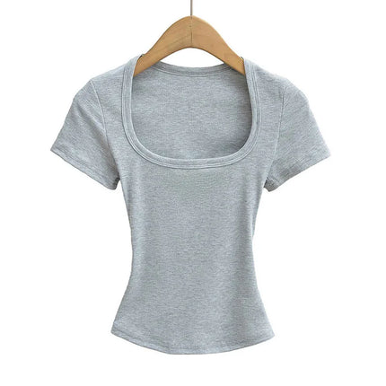 Sommerlig Kvadratisk Hals Crop Top – Kortermet Slim Fit