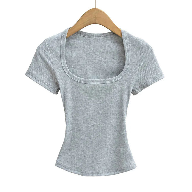 Sommerlig Kvadratisk Hals Crop Top – Kortermet Slim Fit