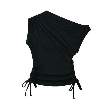 Énskulders Ribbestrikket Topp – Trendy Dame T-skjorte