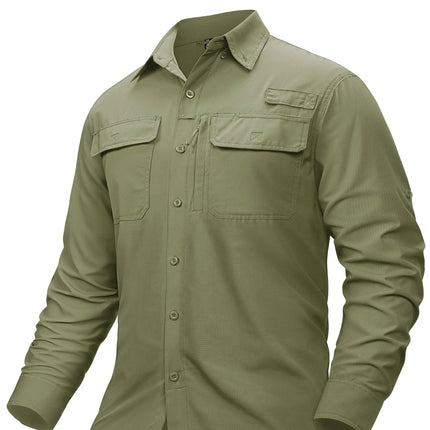 Hurtigtørkende Fiske- og Tur-Skjorte for Menn – UPF 50+ Solbeskyttelse | Pustende Skjorte med Mesh og Lommer