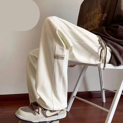 Grå Joggebukse for Menn – Vide Ben og Rett Passform | Komfortable Sportsbukser til Høst og Vinter